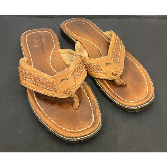Tommy Bahama Sandals Anchors Away Mens 9M Brown Leather Flip Flop Thongs Chrty main image 6